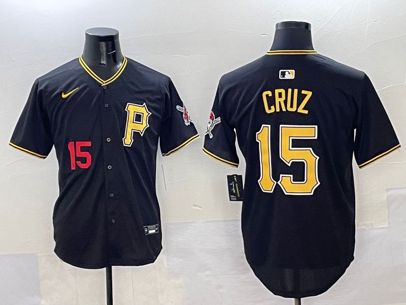 Men Pittsburgh Pirates #15 Cruz Black Game 2025 Nike MLB Jersey style 3